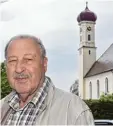  ?? Fotos: Bunk ?? Karl Gaugler aus Bliensbach zeichnet gerne. Auch die Villenbach­er Kirche ist eines seiner Motive.