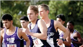  ?? Photo courtesy of JBU Sports Informatio­n ?? John Brown University cross country athletes Josh Uzelac and Elliott Pearson are expected to be two of the Golden Eagles’ top runners in 2017.