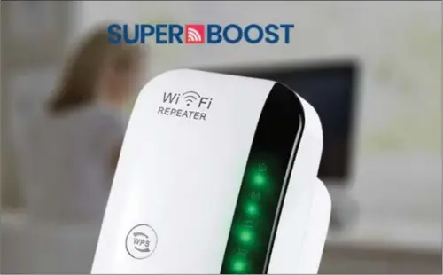  ?? PR- FOTO ?? Hvis man tjekker firmaet bag SuperBoost Wi- Fi, ender man i Hong Kong på en salgsside, hvor betingelse­rne med småt fortæller, at kunderne ikke skal regne med, at de får et produkt, der rent faktisk virker.