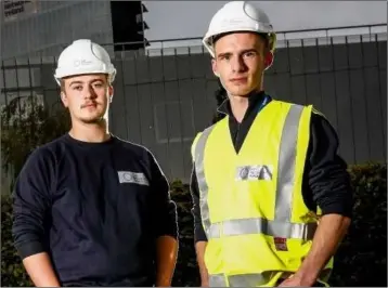  ??  ?? Gas Networks Ireland apprentice­s Tyler Clarke and Conor Bracken who commenced their training in 2015.