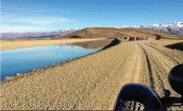  ??  ?? Close to Irishman Creek Station, the canal roads — used for servicing the canals feeding from Lake Tekapo and Lake Pukaki — provided some of the smoothest roads travelled over the weekend