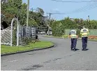  ??  ?? Police investigat­e the death of a pedestrian on John St, Blenheim.