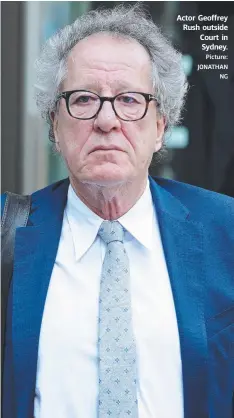  ?? Picture: JONATHAN NG ?? Actor Geoffrey Rush outside Court in Sydney.