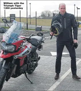  ??  ?? William with the Triumph Tiger 1200 yesterday