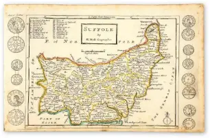  ??  ?? ▼ LEAVES OF HISTORY
Old maps like this 1724 sheet showing Suffolk can shed new light on the places you walk.