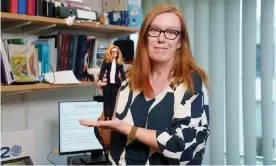  ?? Photograph: Andy Paradise/Rex/ Shuttersto­ck ?? Prof Sarah Gilbert receives her Barbie doll in Oxford.