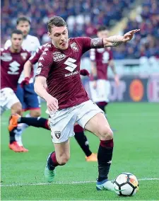  ?? ( Ansa) ?? Tripletta Andrea Belotti, 24 anni: 100 presenze nel Torino con 52 reti