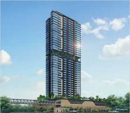  ?? CAPITALAND DEVELOPMEN­T Artist’s impression ?? J’den features a 38-storey residentia­l tower with 368 apartments above a two-storey commercial podium