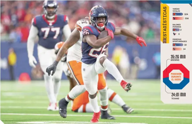  ?? ?? Devin Singletary logró escaparse y dejó a los Houston Texans en una gran posición.