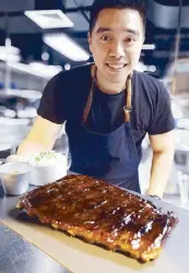  ??  ?? Smoque baby back ribs were cooked sousvide, finished off and basted in the oven and grilled with homemade BBQ sauce.