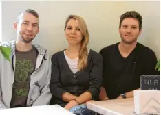  ??  ?? Drei der vier Gründer von Nurinpur (von links): Simon Stapf, Kathrin Mantel und Andreas Kuhn.