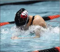  ?? OWEN MCCUE - MEDIANEWS GROUP ?? Boyertown’s Tamara Engler swims in the 100breast during Saturday’s PAC Girls Final Four at Spring-Ford.