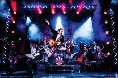  ?? Matt Murphy ?? Merritt David Janes, center, and his band of students bring the thunder in “School of Rock, The Musical,” playing Feb. 26 to March 3 at Providence Performing Arts Center.