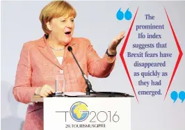  ??  ?? German Chancellor Angela Merkel speaks at the annual Summit of the Federal Associatio­n of the German Tourism Industry in Berlin. (AFP)