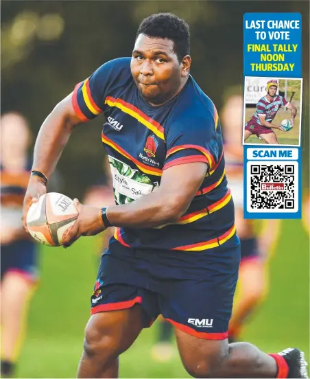  ?? Picture: Alix Sweeney ?? North Ward prop Johnny Salee has been nominated as Queensland’s best grassroots rugby union player.