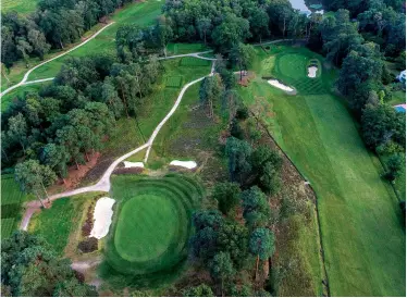  ?? ?? An aerial view of the 15th and 16th holes