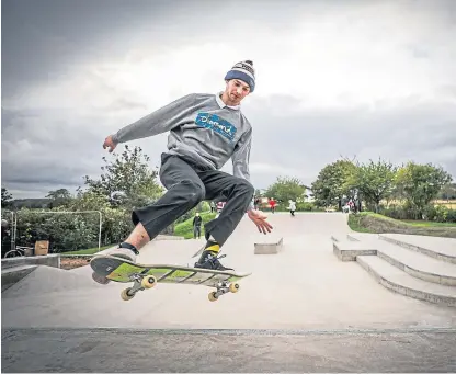  ?? Picture: Kris Miller. ?? A skateboard­er tries out the new park in Tayport.