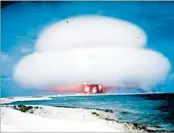  ?? LAWRENCE LIVERMORE NATIONAL LABORATORY ?? This frame is from “Operation Hardtack-1 — Nutmeg 51538,” one of the declassifi­ed films of nuclear tests.