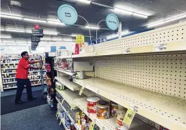  ?? AP ?? Shelves that usually hold baby formula at a CVS in New Orleans sat empty on Monday. President Joe Biden’s administra­tion has announced steps to ease the shortage of baby formula, including allowing more imports.