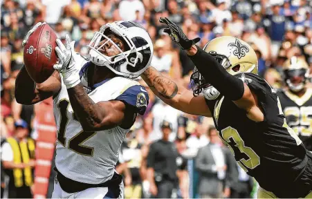  ?? Wally Skalij / Los Angeles Times ?? Brandin Cooks (12), who was acquired from the Rams, joins a veteran receiver corps and is expected to start opposite Will Fuller.