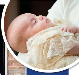  ??  ?? BO: Die piepklein prinsie het nie ’n geluidjie gemaak nie en was vas aan die slaap in ma Kate se arms. LINKS: Pa William, die hertog van Cambridge, het omgesien na prins Louis se ouer sibbes, prins George en prinses Charlotte.