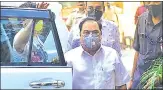  ?? ANSHUMAN POYREKAR/HT PHOTO ?? NCP leader Eknath Khadse outside ED office at Ballard Estate on Friday.