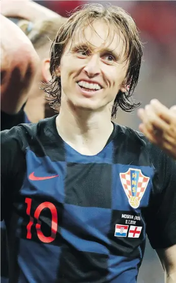  ?? FRANK AUGSTEIN/THE ASSOCIATED PRESS ?? Croatia’s Luka Modric has been a standout for a national team that has an opportunit­y to become legends if they can win their first World Cup title in Sunday’s final against France.