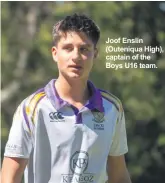  ?? ?? Joof Enslin (Outeniqua High), captain of the Boys U16 team.