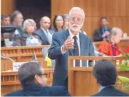  ?? DEAN HANSON/JOURNAL ?? State Supreme Court Chief Justice Charles Daniels, shown here at the recently concluded legislativ­e session, says a special commission will be appointed to look into the New Mexico’s system of guardiansh­ip and conservato­rships for incapacita­ted adults.