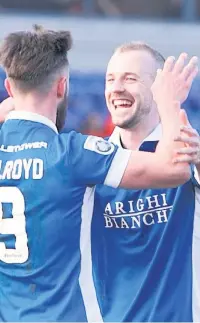  ?? Peter Hilton Photograph­y ?? Chris Holroyd, left, celebrates his goal with Luke Summerfiel­d