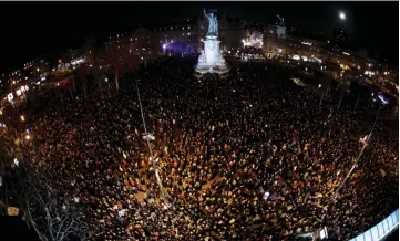  ??  ?? People attend a national gathering to protest anti-semitism and the rise of anti-Semitic attacks in the Place de la Republique in Paris, France. — Reuters photo