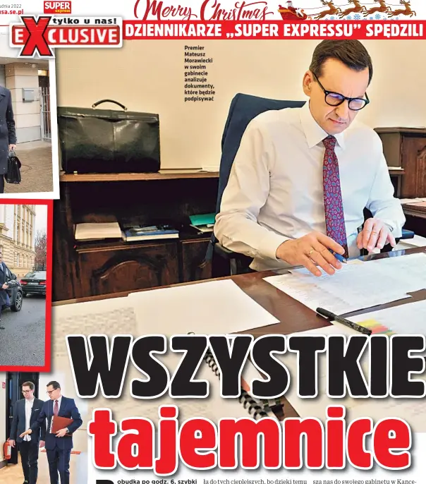  ?? ?? Premier Mateusz Morawiecki w swoim gabinecie analizuje dokumenty, które będzie podpisywać