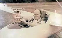  ??  ?? Doug Yarrell won the Auckland Provincial Gliding Championsh­ips trophy in 1966.