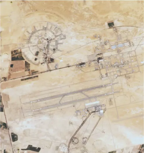  ?? PLANET LABS PBC VIA THE ASSOCIATED PRESS ?? This satellite image from Planet Labs PBC shows the dual-use civilian airport and airbase in Isfahan, Iran on Thursday. Iran fired air defences at a major airbase and a nuclear site early Friday morning.