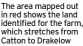  ??  ?? The area mapped out in red shows the land identified for the farm, which stretches from Catton to Drakelow