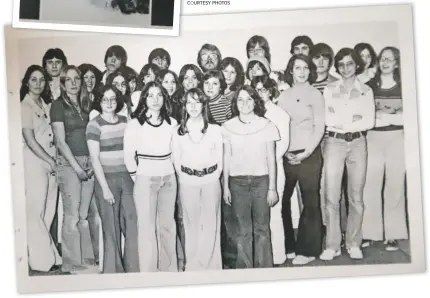  ?? COURTESY PHOTOS ?? BELOW: Lujan Grisham stands with other students in a St. Michael’s High School yearbook photo for model U.N.