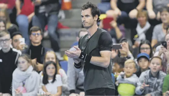  ??  ?? 2 Delighted but low-key, Andy Murray reacts to his victory over Marius Copil in the quarter-final of the European Open in Antwerp last night.