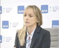  ?? ?? Malena Galmarini, titular de Aysa, habla hoy en audiencia pública