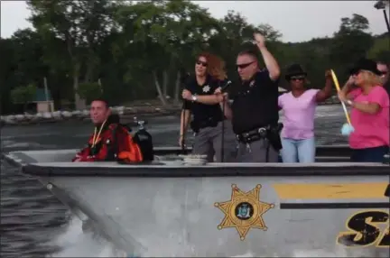  ?? IMAGES PROVIDED ?? Members of the Ulster County Sheriff’s Office set sail in a scene from their lip sync video challenge.