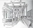  ??  ?? An 1896 drawing of the synagogue interior by newspaper illustrato­r Samuel Loxton