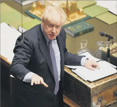  ?? PICTURE: PA ?? ‘DISAPPOINT­ED’: Boris Johnson speaking in the Commons, during the debate for the EE (Withdrawal Agreement) Bill: Second Reading.