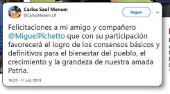  ??  ?? PASADO Y PRESENTE Fue el senador estrella de Cristina Kirchner. Quiso ser vice de Roberto Lavagna y ahora lo será de Macri. En los '90 fue menemista.