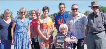  ?? ?? WINNING FAMILY: Winning trainer-driver Michael Stanley with Mcleod family members, after the James Mcleod Memorial Trophy Pace at Stawell last week. Picture: STAWELL HARNESS RACING CLUB