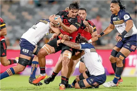  ?? PHOTOSPORT ?? Crusaders blindside flanker Pablo Matera produced one of his best efforts against the Brumbies.