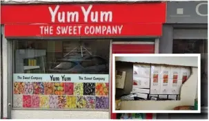  ??  ?? The Yum Yum shop on Chestergat­e, Macclesfie­ld, where (inset) illegal cigarettes were found behind a false panel