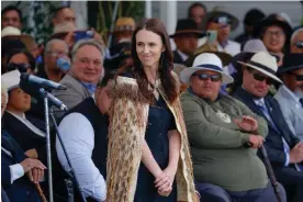  ?? Photograph: Hagen Hopkins/Getty Images ?? New Zealand prime minister Jacinda Ardern looks on during Rātana celebratio­ns on 24 January 2023 in Whanganui, New Zealand.