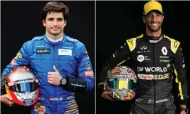  ??  ?? Carlos Sainz will replace Sebastian Vettel at Ferrari in 2021, with Daniel Riccardo taking his McLaren seat. Composite: Shuttersto­ck