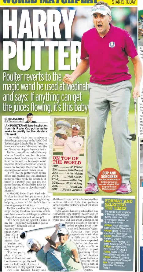  ??  ?? CUP AND SORCERER Poulter celebrates a birdie during his wonder display that helped inspire Medinah glory