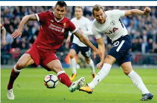  ??  ?? Hard lesson: Kane gave Lovren (left) the runaround in Spurs’ 4-1 win in October