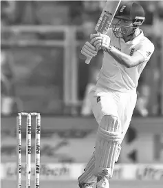  ??  ?? Alastair Cook plays a shot on the first day of the fourthTest match between India and England at the Wankhede stadium in Mumbai in this Dec 8 file photo. — Reuters photo